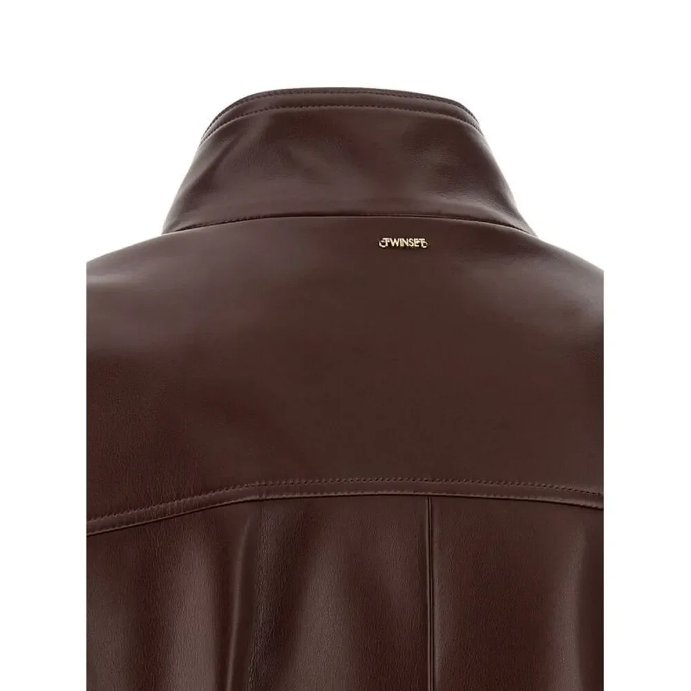 Twinset Brown Polyester Leather Women's Jacket
